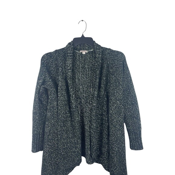 Merona Women’s M Black White Marled Open Front Cardigan Sweater - Picture 3 of 14